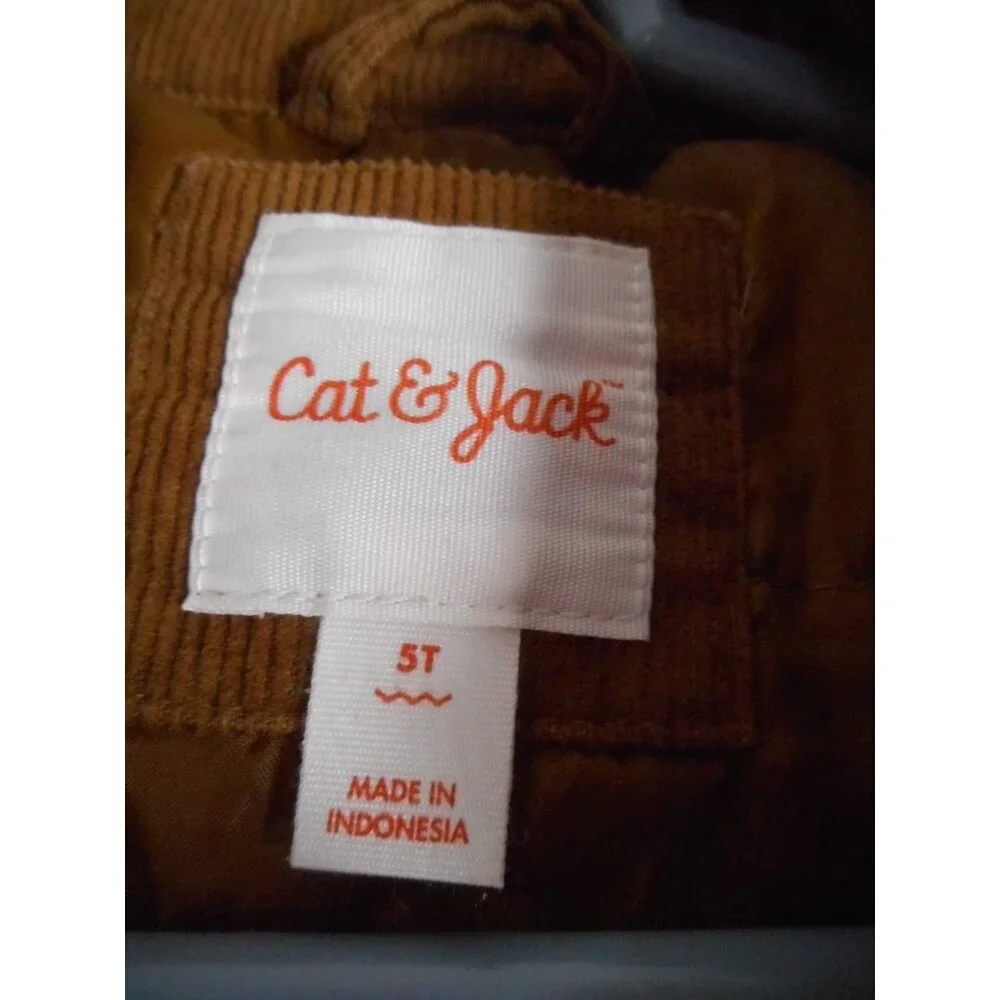 Cat & Jack Boys 5T Brown Corduroy Jacket coat Lined Snap close Sherpa accent - Picture 2 of 7